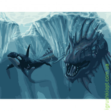 Картина за номерами Strateg ПРЕМІУМ Підводне чудовисько розміром 40х50 см (DY203)