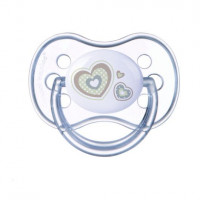 Пустышка силиконовая симметричная 18+ месяцев Newborn baby - бежевые сердца, 22/582_bei