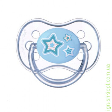 Пустышка силиконовая симметричная 18+ месяцев Newborn baby - синие звезды, 22/582_blu