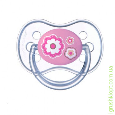 Пустышка силиконовая симметричная 18+ месяцев Newborn baby - розовые цветы, 22/582_pin