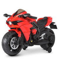 Мотоцикл M 4877EL-3, 1 мотор 45 W, 1 аккум. 12 V 9 AH, музыка, свет, MP3, USB, EVA, кожа, красный