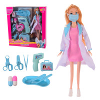 Кукла типа Барби арт. BLD321, Врач, градусник, ножницы, чемодан, аксессуары, коробка