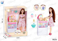 Кукла типа Барби арт. A626 куколка, пеленальный столик, Аксессуары, коробка, р-р игрушки - 29 см