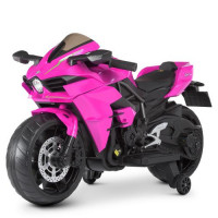 Мотоцикл M 4877EL-8, 1 мотор 45 W, 1 аккум. 12 V 9 AH, музыка, свет, MP3, USB, EVA, кожа, розовый