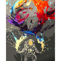 Картина за номерами Strateg ПРЕМІУМ Астронавт з фарбами розміром 40х50 см (GS649)