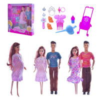 Кукла типа Барби арт. QQ34-2, 2 вида, беременная, семья, с аксессуарами, коробка, р-р игрушки – 29 см