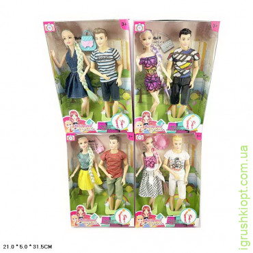 Кукла в наборе арт. 2275-6, типа Барби, микс 4 вида, с Кеном и аксессуарами, коробка 21*5*31 см