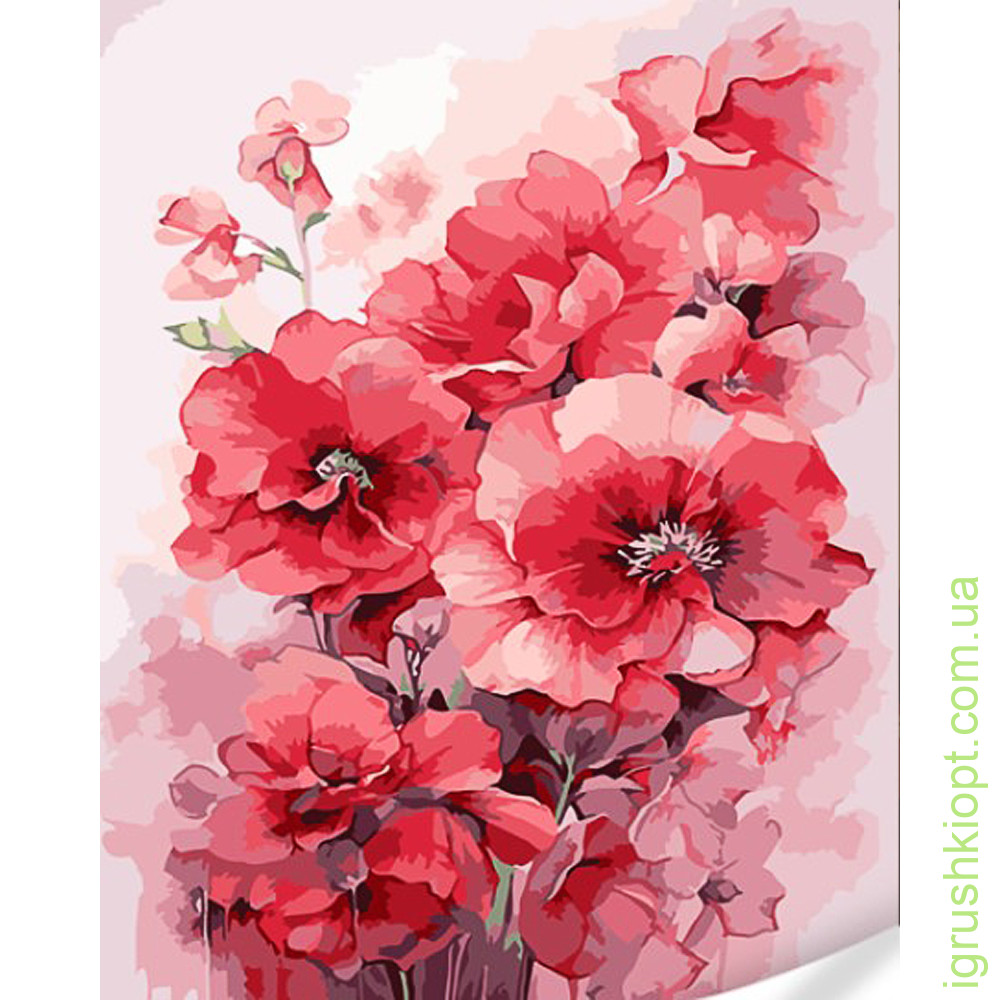 Картина за номерами Strateg Колаж із рожевих квітів на кольоровому фоні розміром 40х50 (GS1600)