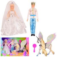 Кукла типа Барби арт. 68250 Невеста с Кеном и единорогом, аксессуары в коробке 50*11*33 см, размер игрушки – 29 см