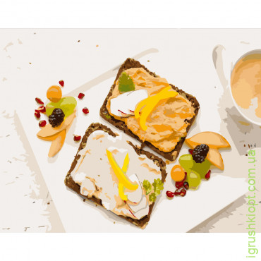 Картина за номерами Strateg ПРЕМІУМ Корисний сніданок розміром 40х50 см (GS257)