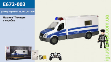 Машина аккум., р/у E672-003, полиция, свет, звук, фигурка, USB заряд, в коробке