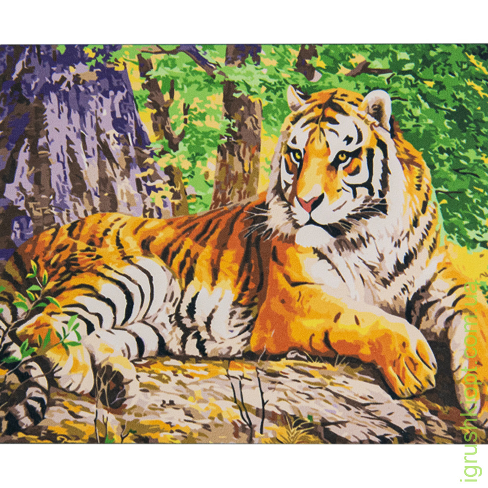 Картина за номерами Strateg Великий тигр на кольоровому фоні розміром 40х50 см (VA-2696)