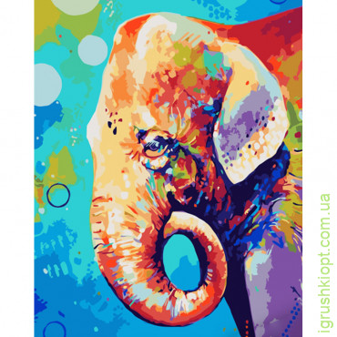 Картина за номерами Strateg ПРЕМІУМ Поп-арт слон розміром 40х50 см (GS933)