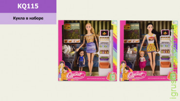 Кукла типа Барби арт. KQ115 (1952443) 2 вида, Супермаркет, тележка, продукты, аксес, короб.32*30,5*7,5 см