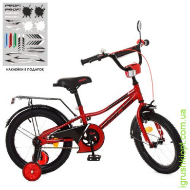 Велосипед детский PROF1 18д. Y18221 Prime, красный, звонок, доп. колеса