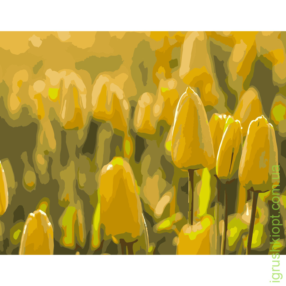 Картина за номерами Strateg ПРЕМІУМ Жовті тюльпани розміром 40х50 см (DY090)