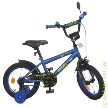 Велосипед детский PROF1 14д. Y1472, Dino, SKD45, фонарь, звонок, зеркало, доп. колеса, темно-синий (мат)