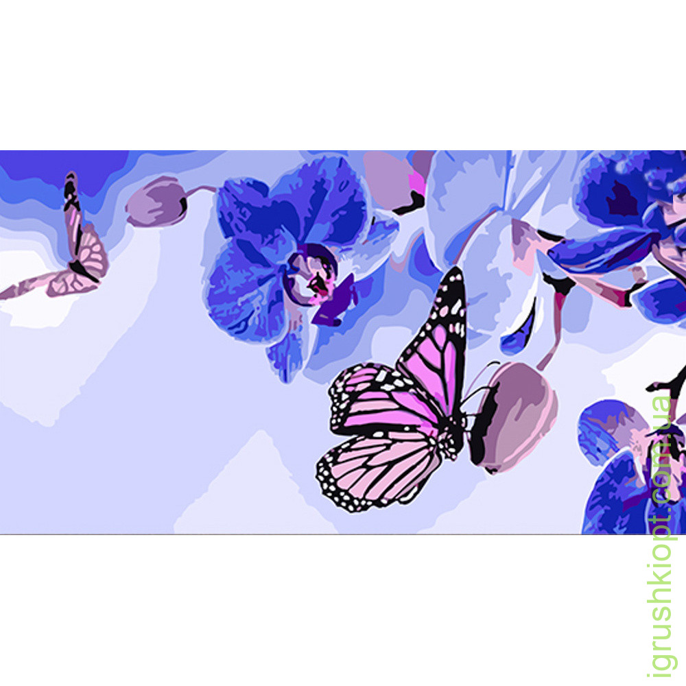 Картина за номерами Strateg Метелики на орхідеях розміром 50х25 см (WW200)