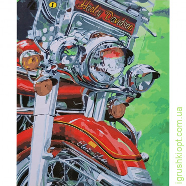 Картина за номерами Strateg ПРЕМІУМ Фото Harley з лаком розміром 40х50 см (SY6706)