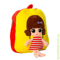 Рюкзак кукла, размер большой, 30-28-5,5см, 1отд, застеж-молния, мягкий, 4цвета, в кульке