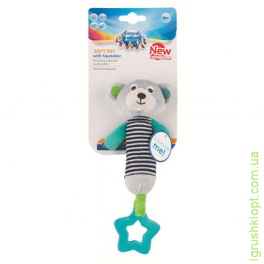 Canpol babies игрушка плюшевая с пищалкой и зубогрызкой BEARS 0+ серая, 68/055_grey
