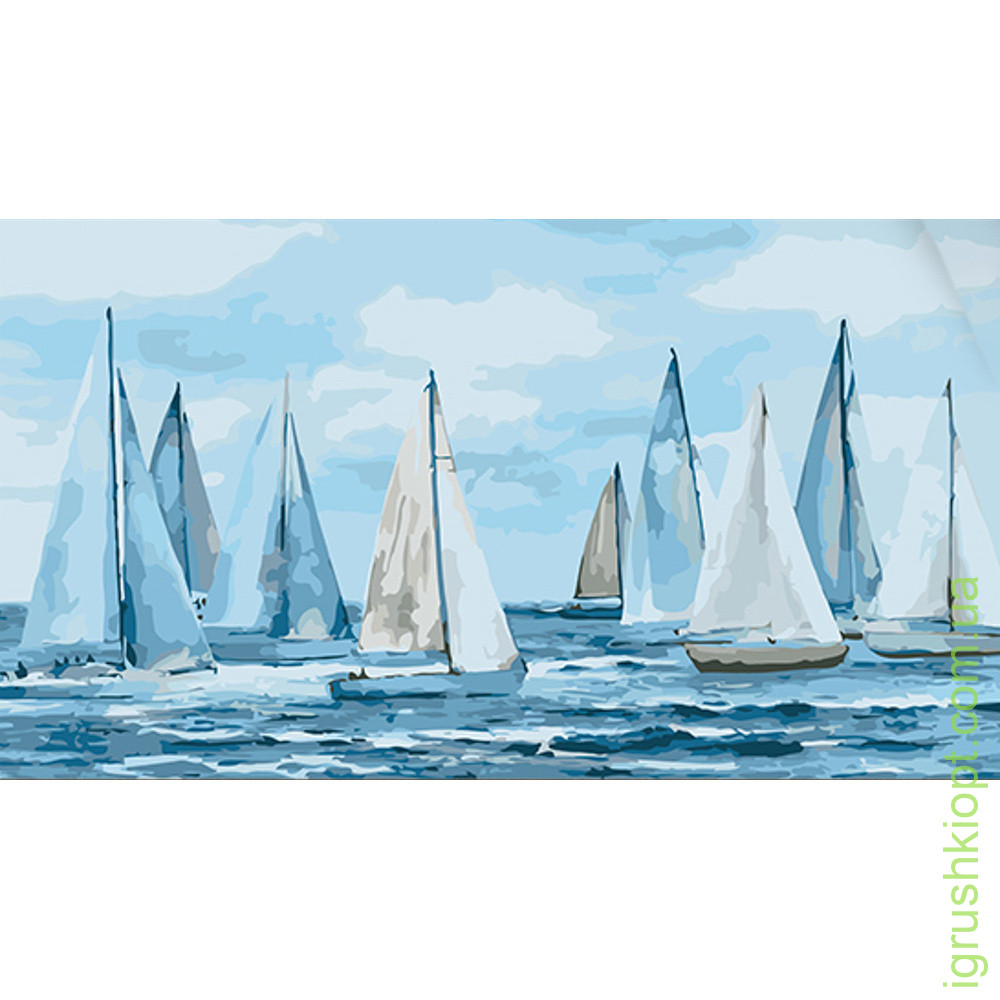 Картина за номерами Strateg Вітрильники у воді розміром 50х25 см (WW204)