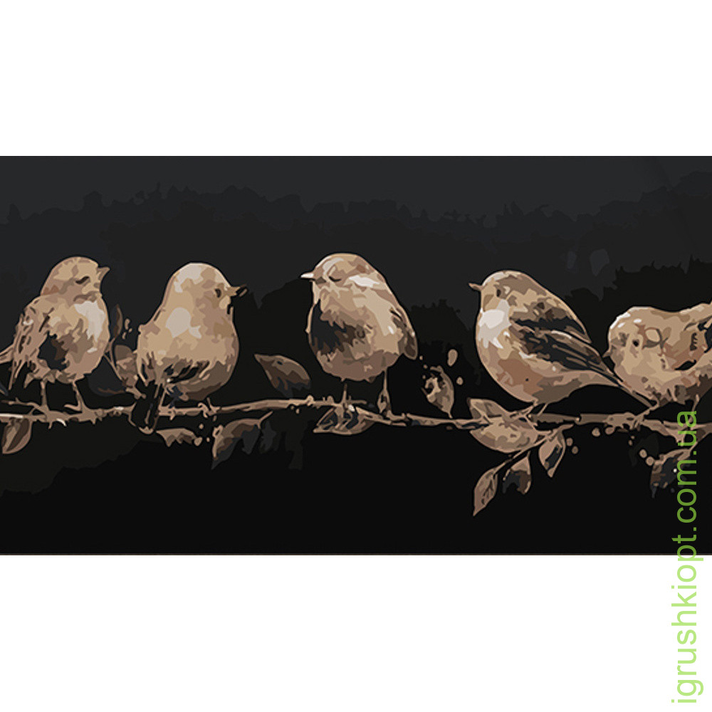 Картина за номерами Strateg Пташки на гілці розміром 50х25 см (WW205)