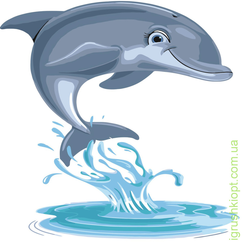 Картина за номерами Strateg ПРЕМІУМ Дельфін з лаком розміром 30х30 см ES055