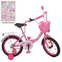 Велосипед детский PROF1 16д. Y1611-1, Princess, SKD75, фонарь, звонок, зеркало, доп. колеса, корзина, розовый
