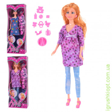 Кукла типа Барби арт. 130-1, 2 вида, беременная, аксессуары, коробка 6*2*32, 3 см