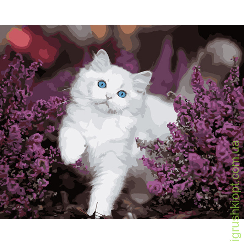 Картина за номерами Strateg ПРЕМІУМ Котик із блакитними очима розміром 40х50 см (GS1009)