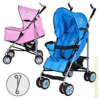 Коляска детская прогулочная, 2 цвета (розовая,голуб), колеса 8шт, чехол на ножки