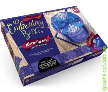 Набор для творчества «EMBROIDERY BOX» Шкатулка кр, голубой бант, DankO toys
