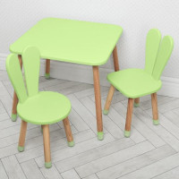 Столик 04-025G + 1, 60-60см, с 2-мя стульчиками, зеленый