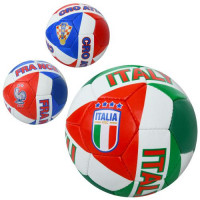 Мяч футбольный 2500-272, размер 5, ПУ 1,4 мм, ручная работа, 32 панели, 400-420 г, 3 вида (страны), в пакете