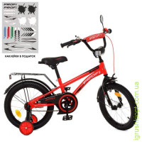 Велосипед детский PROF1 16Д. Y16211, Zipper, красно-черный, звонок, доп. колеса