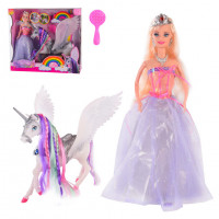 Кукла типа Барби арт. 68281 с аксессуаром, с единорогом, единорог меняет цвет, в короб., р-р игрушки – 29 см