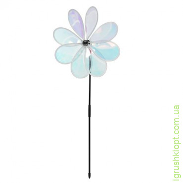 Ветряная мельница МР 0996, диаметр 30 см, цветок, на палочке 60 см, 1 цвет, в пакете