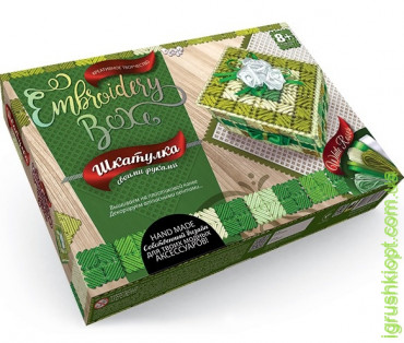 Набор для творчества «EMBROIDERY BOX» Шкатулка зел, кв, три розы, DankO toys