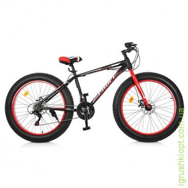 Велосипед 26 д. EB26POWER 1.0 S26.1, стальная рама 17", Shimano 21SP, ал. DB, ал. обод, 26"*4.0, черно-красный