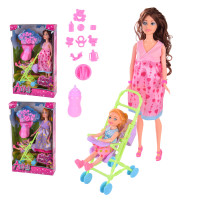 Кукла типа Барби арт. 131-3, 2 вида, куколка, коляска, аксесс., коробка 20*7*32, 5 см