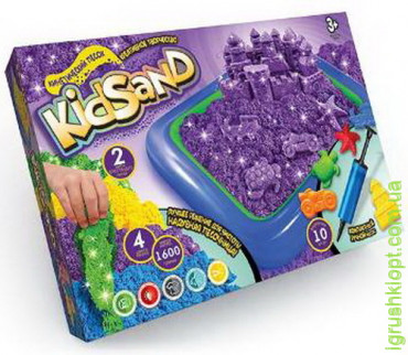 Набор Кинетический песок "KidSand" 1600 г + песочница, DankO toys