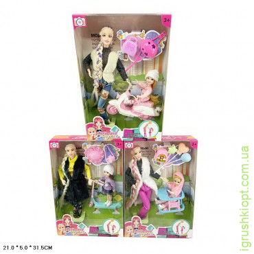 Кукла в наборе арт. 2275-7, типа Барби, микс 3 вида, с ребенком и аксессуарами, коробка 21*5*31 см