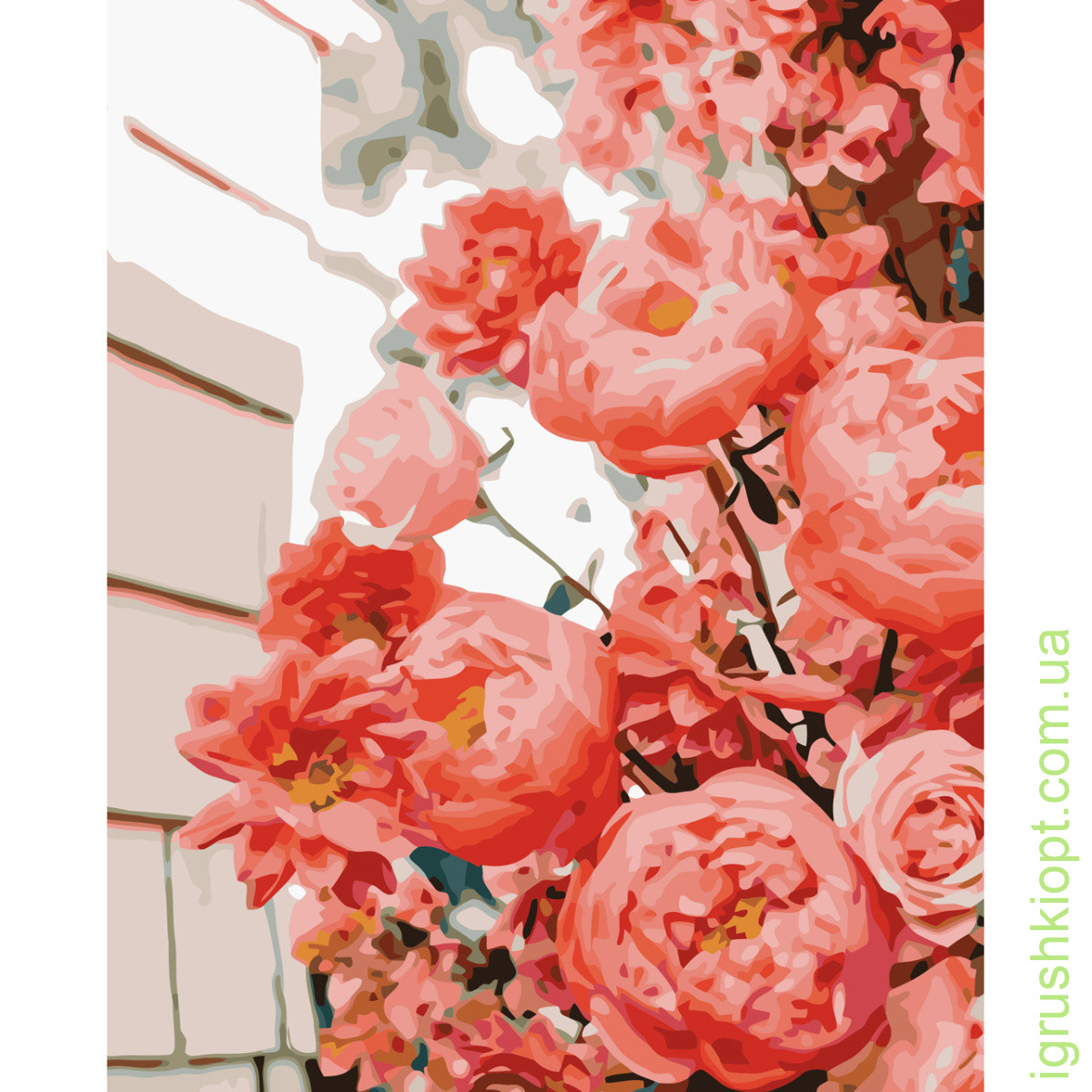 Картина за номерами Strateg ПРЕМІУМ Чудові троянди з лаком розміром 30х40 см (SS-6596)
