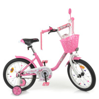 Велосипед детский PROF1 16д. Y1681-1 Ballerina, SKD75, розовый, фонарь, зв, зеркало, доп. колёса