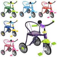 Велосипед 3 колеса, хром, 6 цветов: красн, желт, зел, темн-син,голуб,роз,клаксон