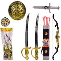 Игрушечный набор 7161, пиратский, 2 меча, щит, нож, лук, стрелы, в пакете 25*65 см