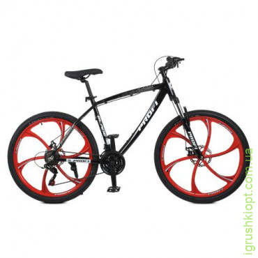 Велосипед 26д. T26BLADE 26.2B, алюм.рама 19", Shimano 21SP, кассета, алюм. DB, магн. диск, черно-красный