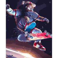Картина за номерами Strateg ПРЕМІУМ Космонавт на скейті розміром 40х50 см (GS888)