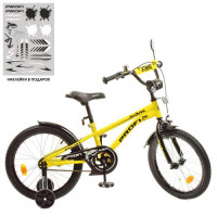 Велосипед дитячий PROF1 18д. Y18214-1, Shark, SKD75, жовто-чорний, дзвінок, ліхтар, доп. колеса